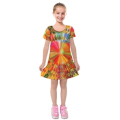 Kaleidoscope Mandala Color Kids  Short Sleeve Velvet Dress