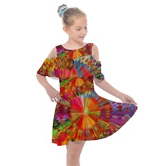 Kaleidoscope Mandala Color Kids  Shoulder Cutout Chiffon Dress by Vaneshart