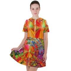 Kaleidoscope Mandala Color Short Sleeve Shoulder Cut Out Dress  by Vaneshart