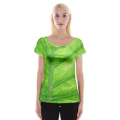 Green Bright Digital Manipulation Cap Sleeve Top