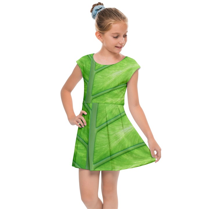 Green Bright Digital Manipulation Kids  Cap Sleeve Dress