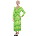 Green Bright Digital Manipulation Velvet Maxi Wrap Dress View1