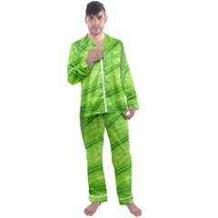 Green Bright Digital Manipulation Men s Satin Pajamas Long Pants Set by Vaneshart