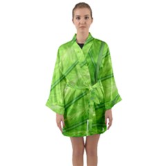 Green Bright Digital Manipulation Long Sleeve Satin Kimono by Vaneshart