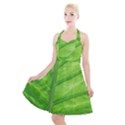 Green Bright Digital Manipulation Halter Party Swing Dress  View1