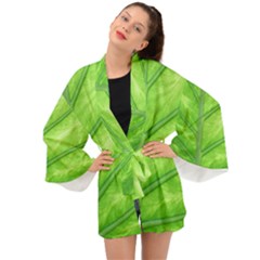 Green Bright Digital Manipulation Long Sleeve Kimono by Vaneshart