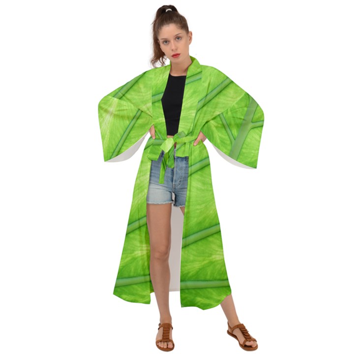 Green Bright Digital Manipulation Maxi Kimono