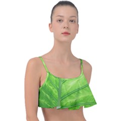 Green Bright Digital Manipulation Frill Bikini Top