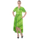 Green Bright Digital Manipulation Front Wrap High Low Dress View1