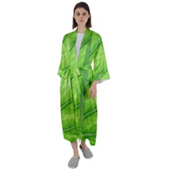 Green Bright Digital Manipulation Maxi Satin Kimono by Vaneshart