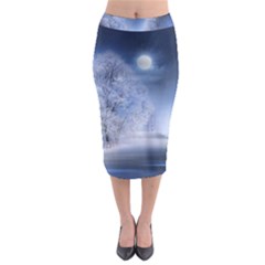 Nature Landscape Winter Midi Pencil Skirt by Vaneshart