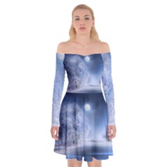 Nature Landscape Winter Off Shoulder Skater Dress