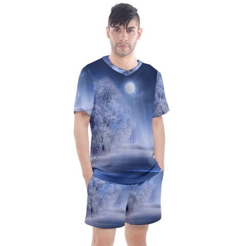 Nature Landscape Winter Men s Mesh Tee And Shorts Set by Vaneshart