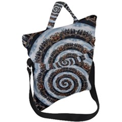 Spiral City Urbanization Cityscape Fold Over Handle Tote Bag by Vaneshart