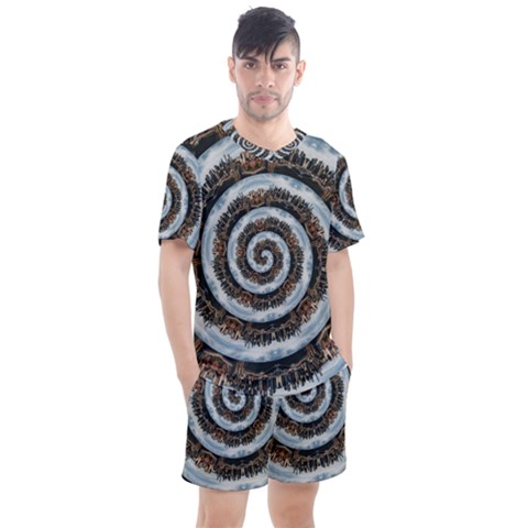 Spiral City Urbanization Cityscape Men s Mesh Tee And Shorts Set by Vaneshart