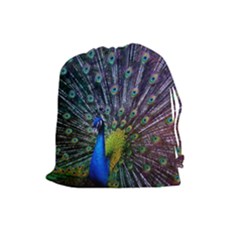 Peacock Colors Bird Colorful Drawstring Pouch (large) by Vaneshart