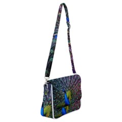 Peacock Colors Bird Colorful Shoulder Bag With Back Zipper by Vaneshart