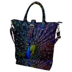 Peacock Colors Bird Colorful Buckle Top Tote Bag