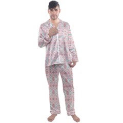 Paper Texture Floral Flowers Men s Satin Pajamas Long Pants Set by Vaneshart