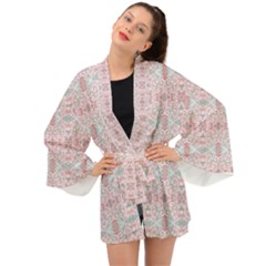 Paper Texture Floral Flowers Long Sleeve Kimono