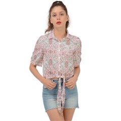 Paper Texture Floral Flowers Tie Front Shirt 