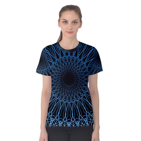 Abstract Rosette Web Network Women s Cotton Tee by Vaneshart