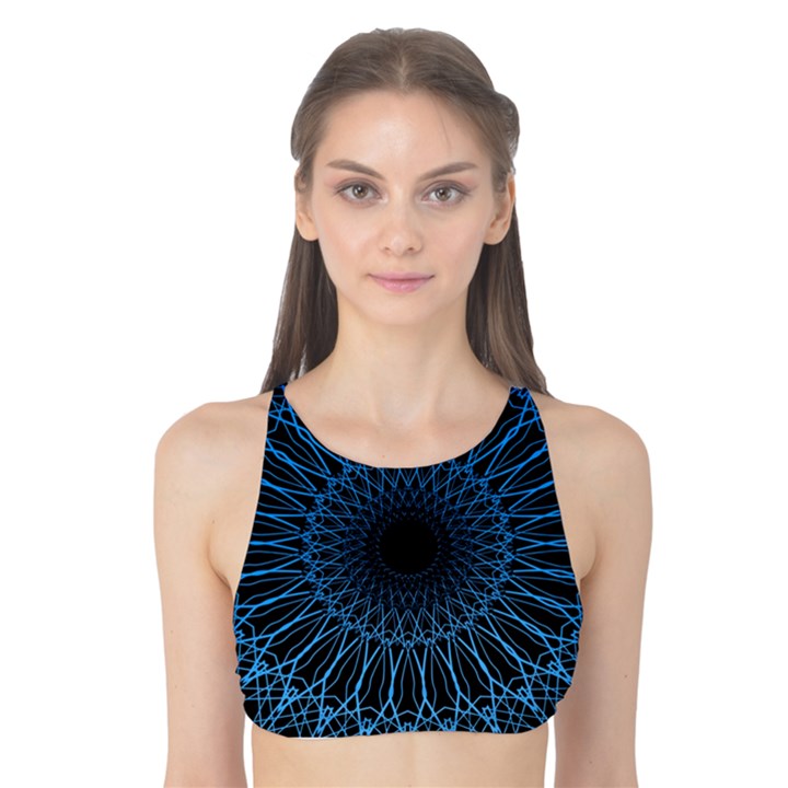 Abstract Rosette Web Network Tank Bikini Top