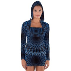 Abstract Rosette Web Network Long Sleeve Hooded T-shirt by Vaneshart