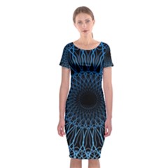 Abstract Rosette Web Network Classic Short Sleeve Midi Dress