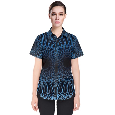 Abstract Rosette Web Network Women s Short Sleeve Shirt by Vaneshart