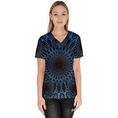 Abstract Rosette Web Network Women s V-neck Scrub Top by Vaneshart