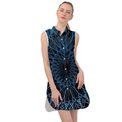 Abstract Rosette Web Network Sleeveless Shirt Dress