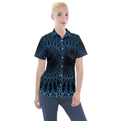 Abstract Rosette Web Network Women s Short Sleeve Pocket Shirt by Vaneshart