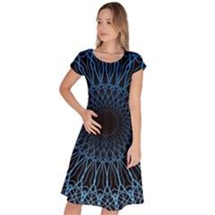 Abstract Rosette Web Network Classic Short Sleeve Dress