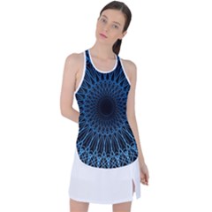 Abstract Rosette Web Network Racer Back Mesh Tank Top