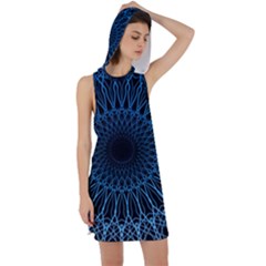 Abstract Rosette Web Network Racer Back Hoodie Dress