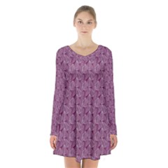 Leaf Pattern Lace Leaf Leaves Long Sleeve Velvet V-neck Dress