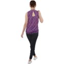 Leaf Pattern Lace Leaf Leaves Mock Neck Chiffon Sleeveless Top View2