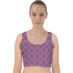 Leaf Pattern Lace Leaf Leaves Velvet Racer Back Crop Top