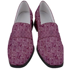 Leaf Pattern Lace Leaf Leaves Women s Chunky Heel Loafers