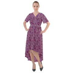 Leaf Pattern Lace Leaf Leaves Front Wrap High Low Dress by Vaneshart