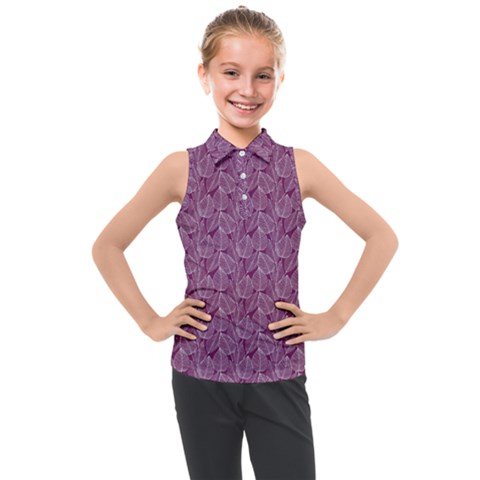 Leaf Pattern Lace Leaf Leaves Kids  Sleeveless Polo Tee by Vaneshart