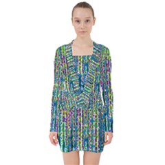 Matrix Technology Data Digital V-neck Bodycon Long Sleeve Dress by Vaneshart