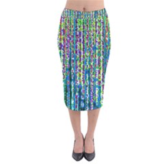 Matrix Technology Data Digital Velvet Midi Pencil Skirt by Vaneshart