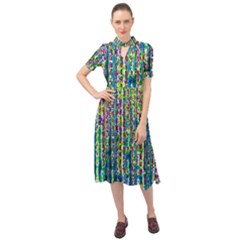 Matrix Technology Data Digital Keyhole Neckline Chiffon Dress