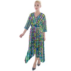 Matrix Technology Data Digital Quarter Sleeve Wrap Front Maxi Dress