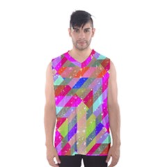 Multicolored Party Geo Design Print Men s Basketball Tank Top