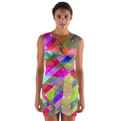 Multicolored Party Geo Design Print Wrap Front Bodycon Dress by dflcprintsclothing