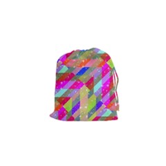 Multicolored Party Geo Design Print Drawstring Pouch (xs)