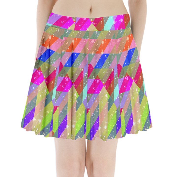 Multicolored Party Geo Design Print Pleated Mini Skirt